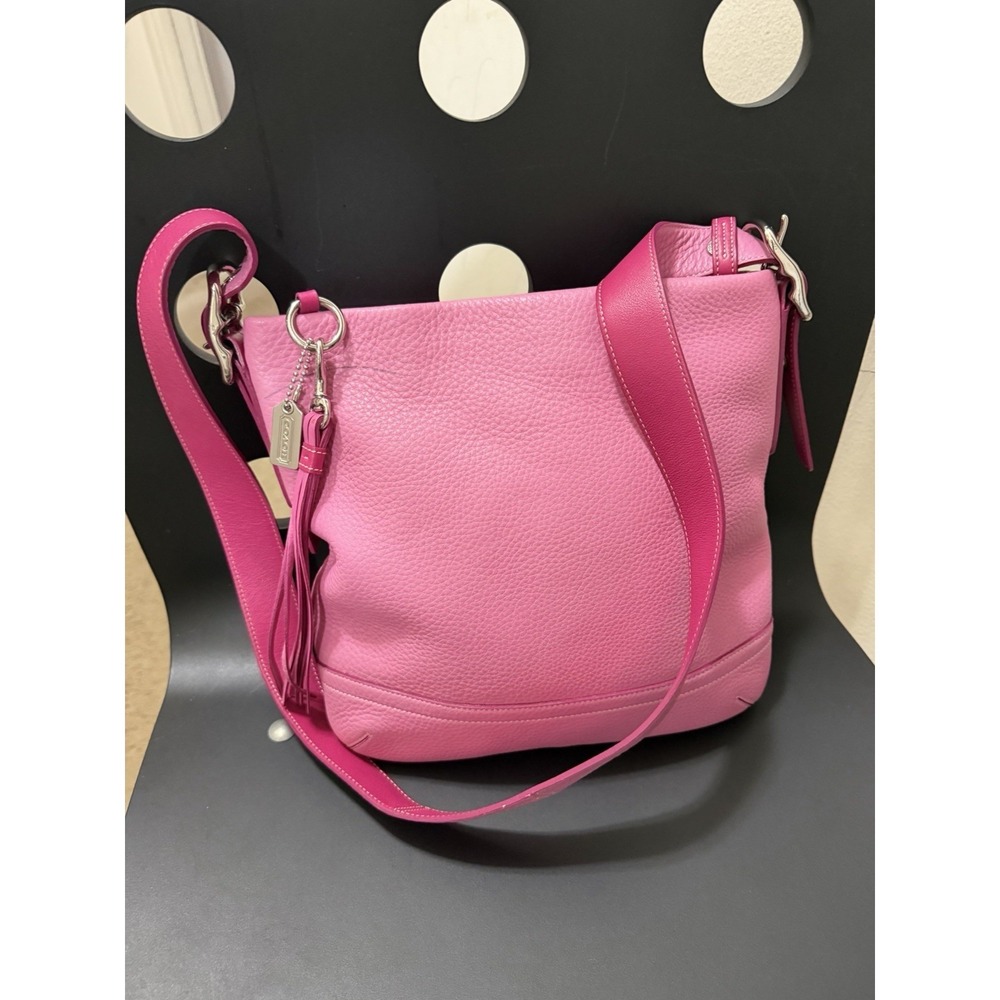 Coach Legacy Soft Pebble Leather Medium Slim Zip Crossbody Pink Bag  1427